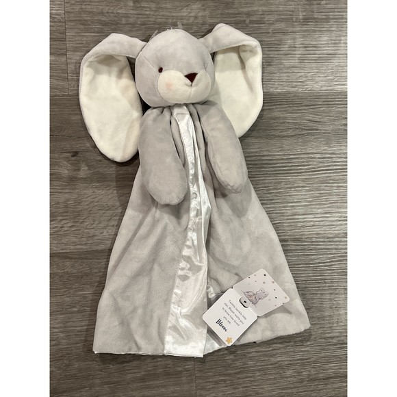 Bunnies By The Bay Bloom Nibble Buddy Security Blanket Lovey Satin 104464 Gray - Picture 2 of 8